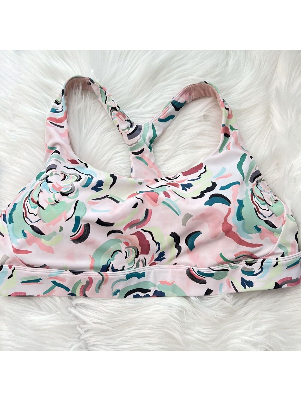 Athleta Ultimate Printed Sports Bra 1X D-DD+ Floral High Impact Adjustable